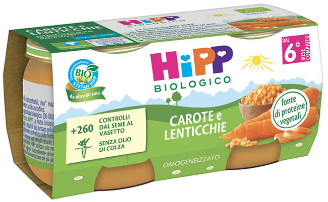 HIPP BIO OMOGENEIZZATO CAROTE/LENTICCHIE 2X80 G - Farmadillo
