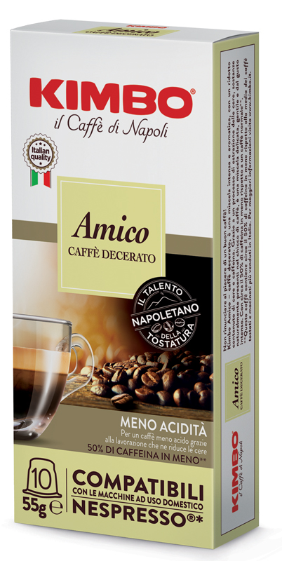 KIMBO AMICO CAFFE' TORREFATTO DECERATO E MACERATO 10 CAPSULE COMPATIBILI NESPRESSO 5,5 G - Farmadillo