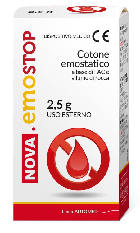 COTONE EMOSTATICO NOVA EMOSTOP CON FAC E ALLUME DI ROCCA 2,5 G - Farmadillo