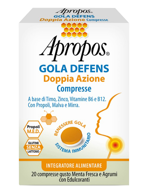 APROPOS GOLA DEFENS DOPPIA AZIONE 20 COMPRESSE - Farmadillo