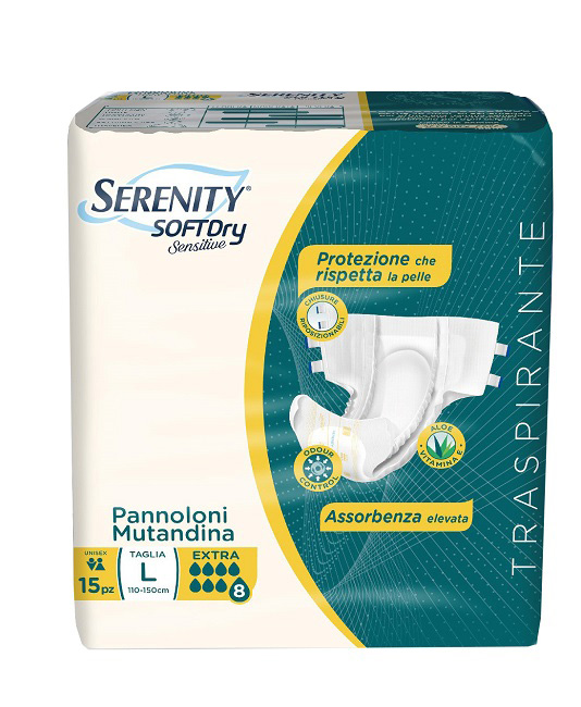 PANNOLONE MUTANDINA SERENITY SD SENSITIVE EXTRA L 15 PEZZI - Farmadillo