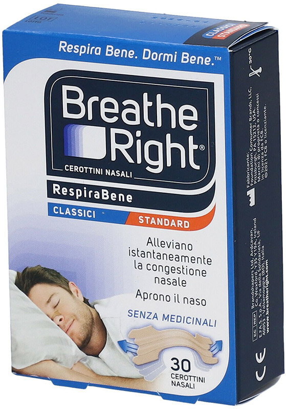 CEROTTI NASALI BREATHE RIGHT CLASSICI 30 PEZZI - Farmadillo