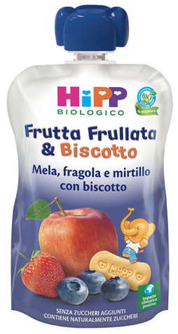 HIPP BIO FRUTTA FRULL&BISCOTTO MELA FRAGOLA MIRTILLO BISCOTTO 90 G - Farmadillo