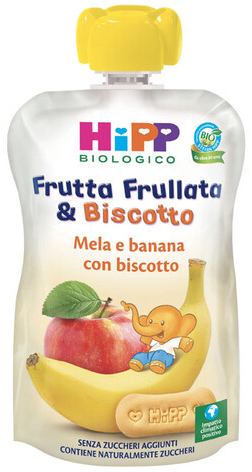 HIPP BIO FRUTTA FRULLATA&BISCOTTO MELA BANANA BISCOTTO 90 G - Farmadillo
