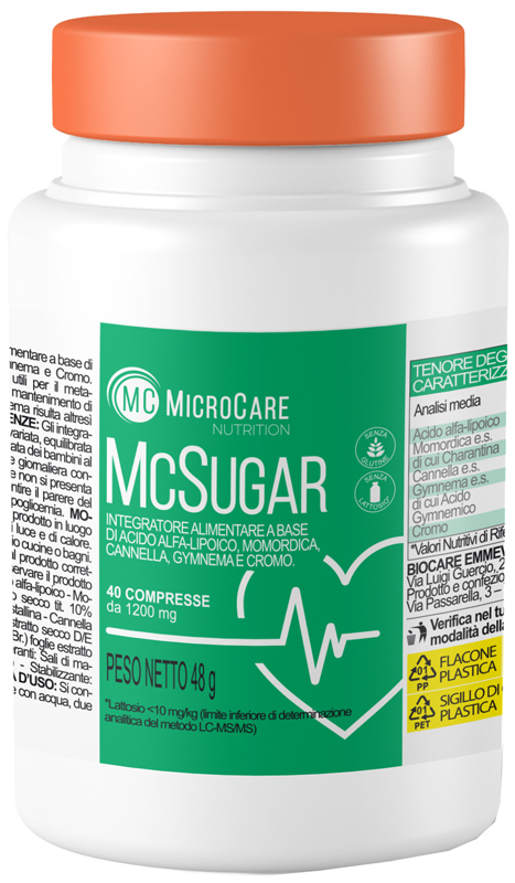 MICROCARE NUTRITION MC SUGAR 40 COMPRESSE DA 1200 MG - Farmadillo