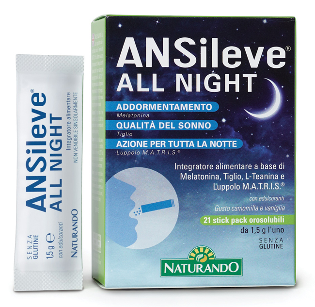 ANSILEVE ALL NIGHT 21 STICK PACK OROSOLUBILI - Farmadillo
