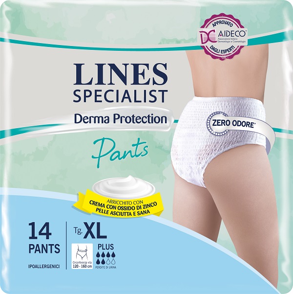 PANNOLONE PER INCONTINENZA LINES SPECIALIST DERMA PANTS PLUS XL 14 PEZZI - Farmadillo