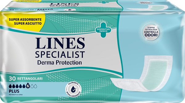 PANNOLONE PER INCONTINENZA LINES SPECIALIST DERMA RETTANGOLARE 30 PEZZI - Farmadillo