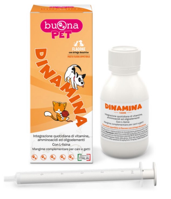 DINAMINA CANI GATTI FLACONE CON SIRINGA DOSATRICE IN PASTA 60 G BUONAPET - Farmadillo
