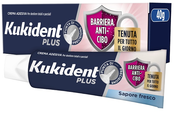 KUKIDENT PLUS BARRIERA ANTI-CIBO FRESCO CREMA ADESIVA DENTIERE 40 G - Farmadillo