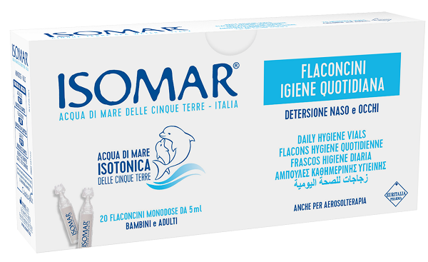 ISOMAR SOLUZIONE ISOTONICA ACQUA MARE IGIENE QUOTIDIANA 20 FLACONCINI MONODOSE 5 ML - Farmadillo