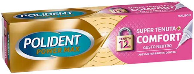 CREMA ADESIVA PROTESI DENTALI POLIDENT POWER MAX SUPER TENUTA+COMFORT 40 G - Farmadillo