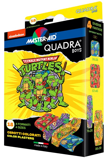 CEROTTO MASTER-AID QUADRA BOYS NINJA TURTLES ASSORTITI 18 PEZZI - Farmadillo