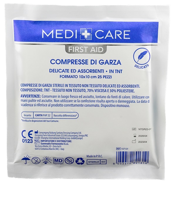 GARZA MEDICARE TNT 10X10 CM 25 PEZZI - Farmadillo