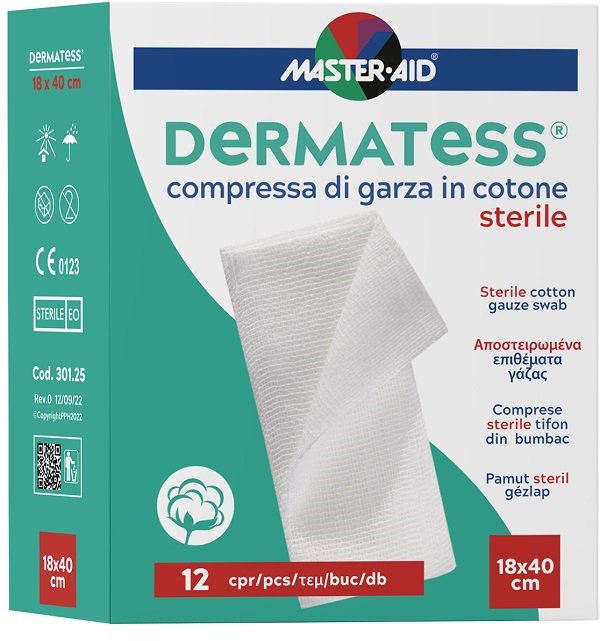 GARZA IDROFILA DERMATESS COTONE 18X40 12 PEZZI - Farmadillo