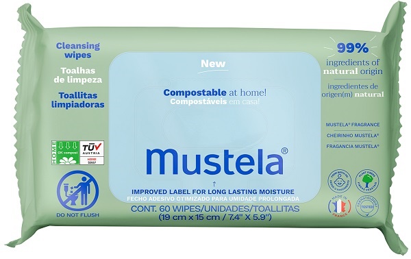 MUSTELA SALVIETTE COMPOSTABILI PROFUMATE 60 PEZZI - Farmadillo