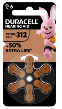 DURACELL EASY TAB 312 MARRONE BATTERIA PER APPARECCHIO ACUSTICO 6 PEZZI - Farmadillo